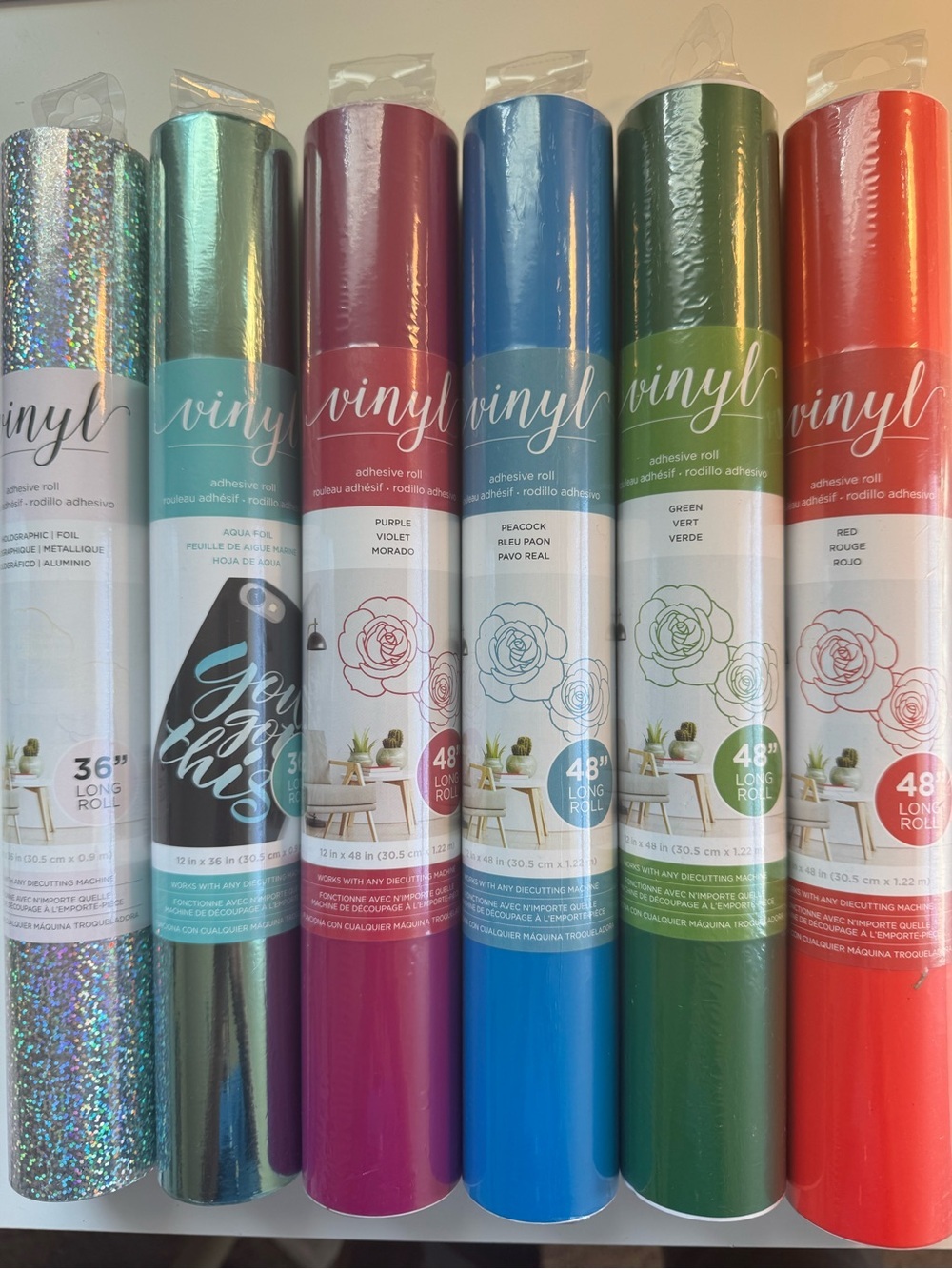 Vinyl Adhesive Roll - Blue, Green, Purple, Red, Teal, Holographic New